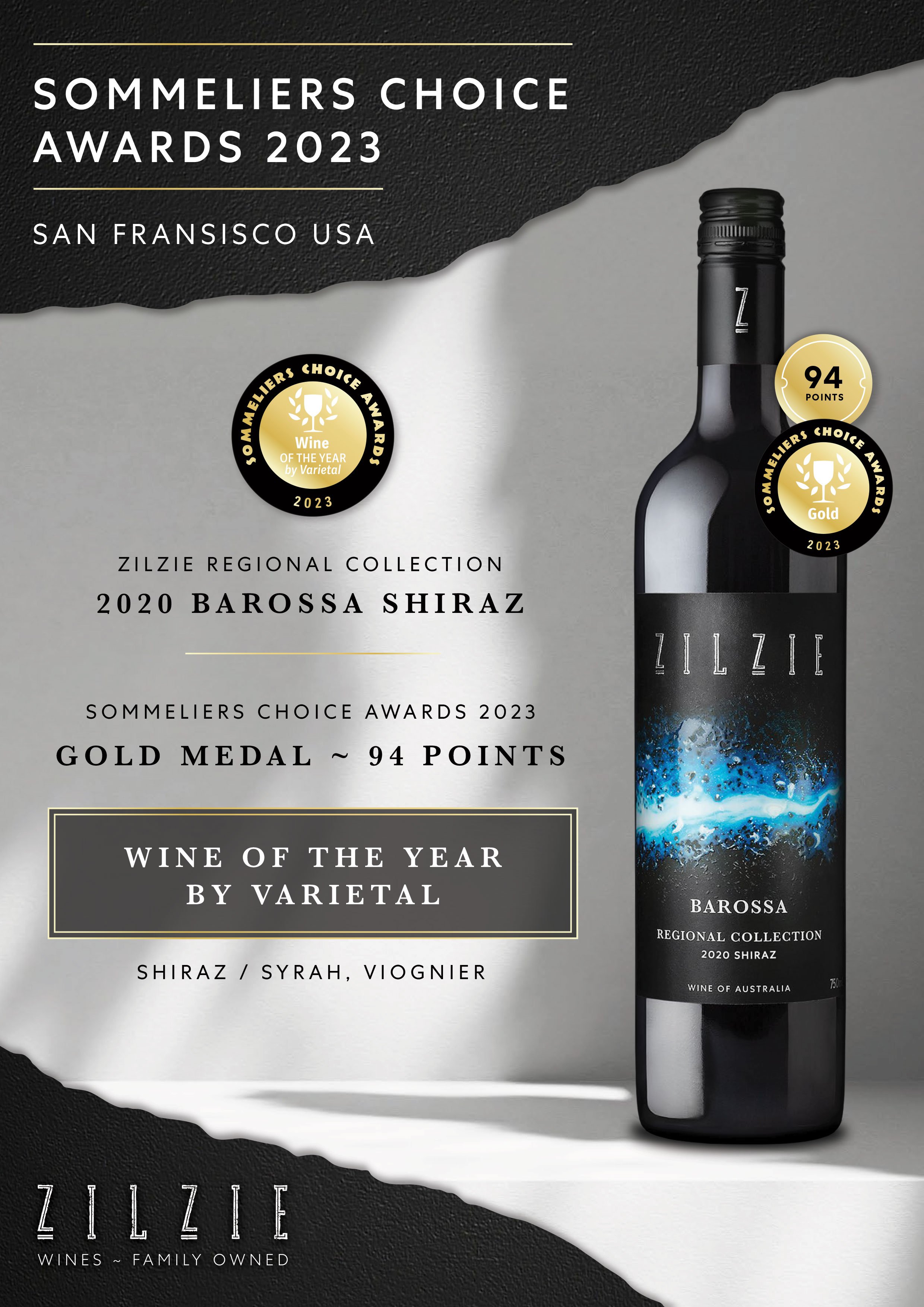 Zilzie Regional Collection Shiraz WINS Gold Medal (Wine of the Year by Varietal)
